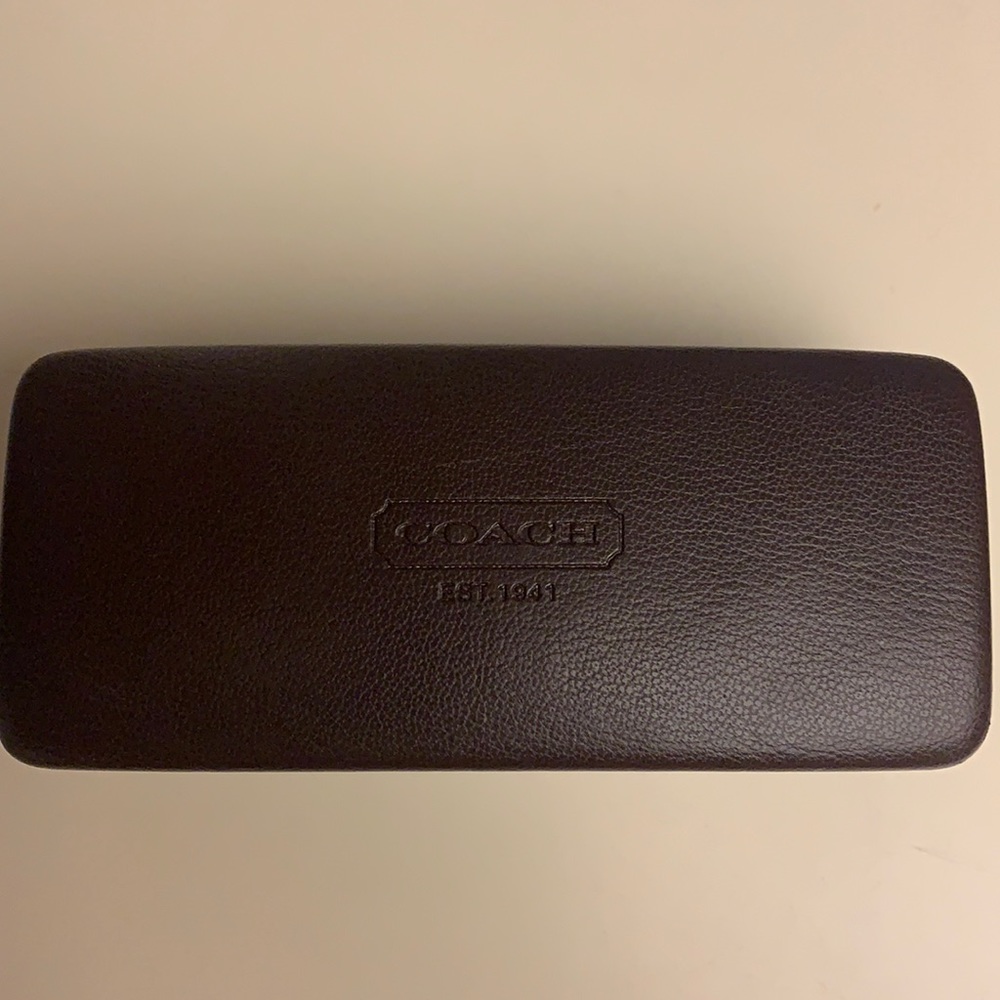 Brown Coach hard case sunglasses/glasses holder